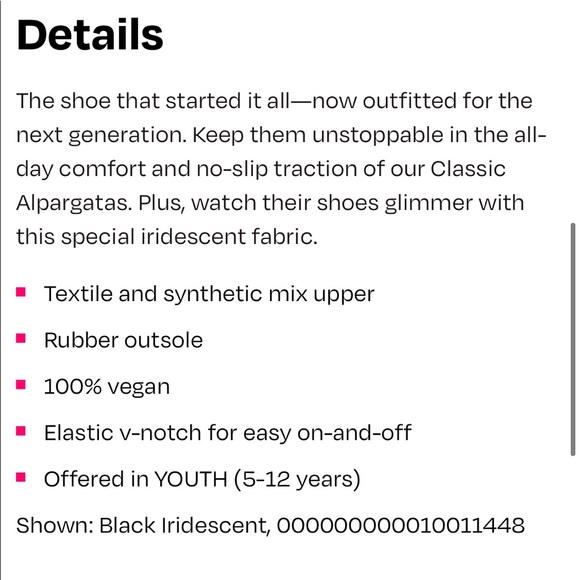 TOMS Youth Slip on Alpargata Black Glitter Shoes - Picture 11 of 11